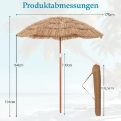 Hawaiianischer Strandschirm mit Tragetasche + Sonnenschirmständer 22 Liter / 25 kg Set