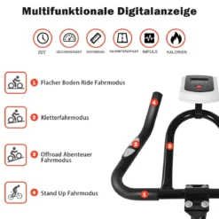Heimtrainer Trainingsfahrrad 10kg Schwungrad Verstellbarer Fitnessbike Schwarz und Rot