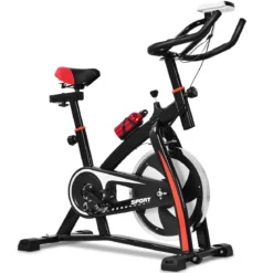 Heimtrainer Trainingsfahrrad 10kg Schwungrad Verstellbarer Fitnessbike Schwarz und Rot