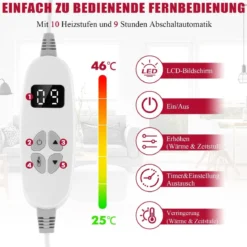 Heizdecke 9 Heizstufen 20-46℃ Elektrische Überwurfdecke Elektrische Wärmedecke Rot