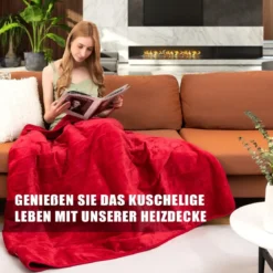 Heizdecke 9 Heizstufen 20-46℃ Elektrische Überwurfdecke Elektrische Wärmedecke Rot