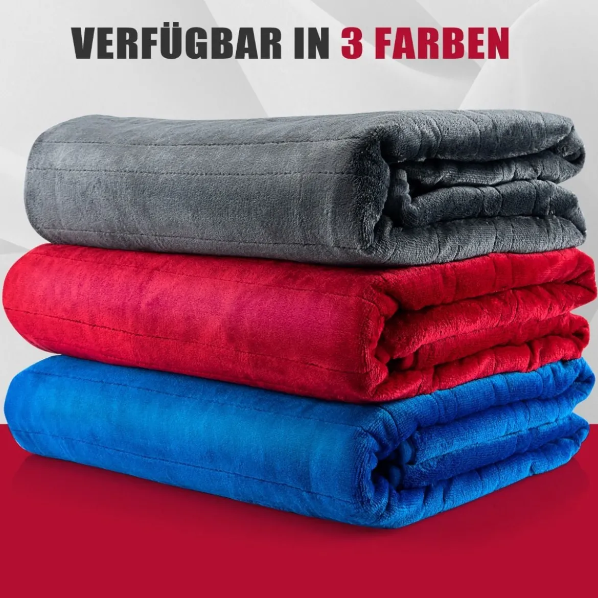 Heizdecke 9 Heizstufen 20-46℃ Elektrische Überwurfdecke Elektrische Wärmedecke Rot