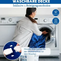 Heizdecke 9 Heizstufen 20-46℃ Elektrische Überwurfdecke Elektrische Wärmedecke Blau