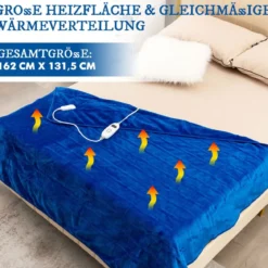 Heizdecke 9 Heizstufen 20-46℃ Elektrische Überwurfdecke Elektrische Wärmedecke Blau