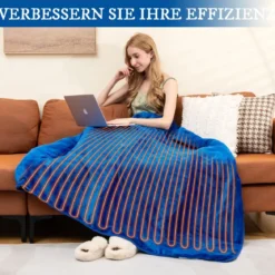 Heizdecke 9 Heizstufen 20-46℃ Elektrische Überwurfdecke Elektrische Wärmedecke Blau