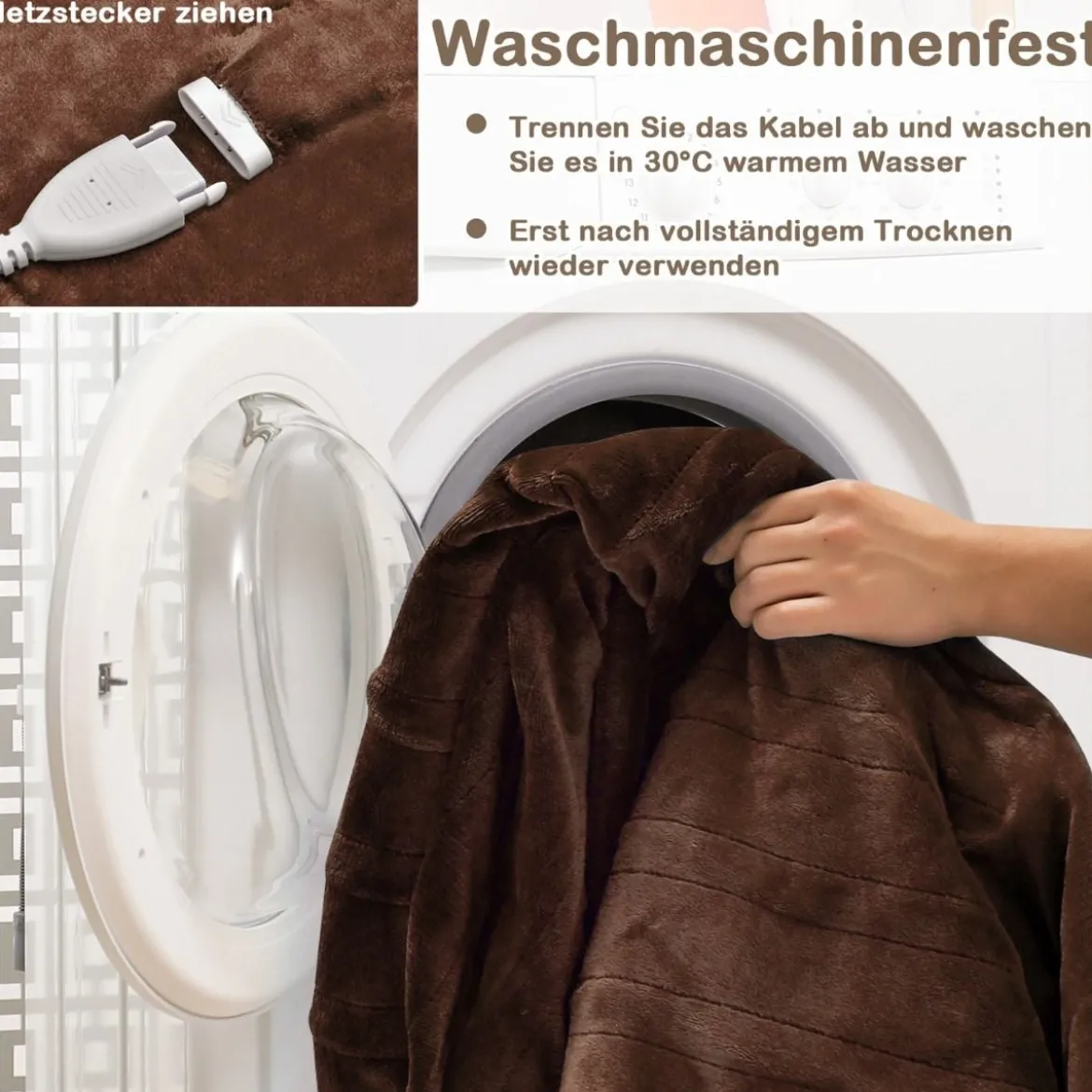 Heizdecke mit Abschaltautomatik & 4 Temperaturstufen & Timer & Überhitzungsschutz Kaffee