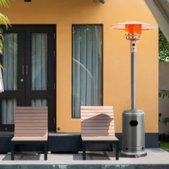Heizstrahler 48000 BTU Propan-Terrassenheizung Standheizung 82 x 82 x 220 cm Grau