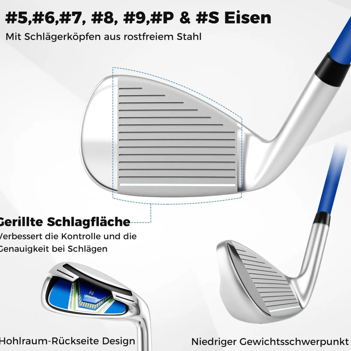 Herren Komplett Golfschläger Set 15 Teilges Golf Set Rechtshänder mitGolftasche Golfschlägersätze Blau