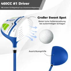 Herren Komplett Golfschläger Set 15 Teilges Golf Set Rechtshänder mitGolftasche Golfschlägersätze Blau