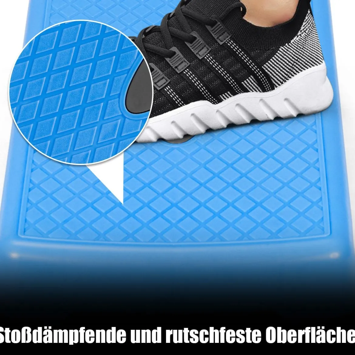 Höhenverstellbarer Aerobic Stepper Fitnesstrainer Plattform verstellbarer Stepper 66 x 28 x 15cm Blau