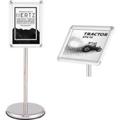 Höhenverstellbarer A4 Infoständer Drehbarer Plakatständer Kundenstopper Silber