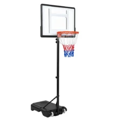 Höhenverstellbarer Basketballständer mit Rollen Handkurbel & Befüllbarer Basis 155-210 cm