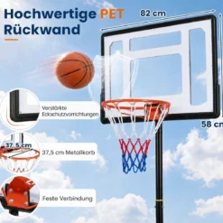 Höhenverstellbarer Basketballständer mit Rollen Handkurbel & Befüllbarer Basis 155-210 cm
