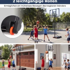 Höhenverstellbarer Basketballständer Outdoor Basketballkorb mit Rollen & Ständer Basketballanlage