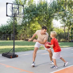 Höhenverstellbarer Basketballständer Outdoor Basketballkorb mit Rollen & Ständer Basketballanlage
