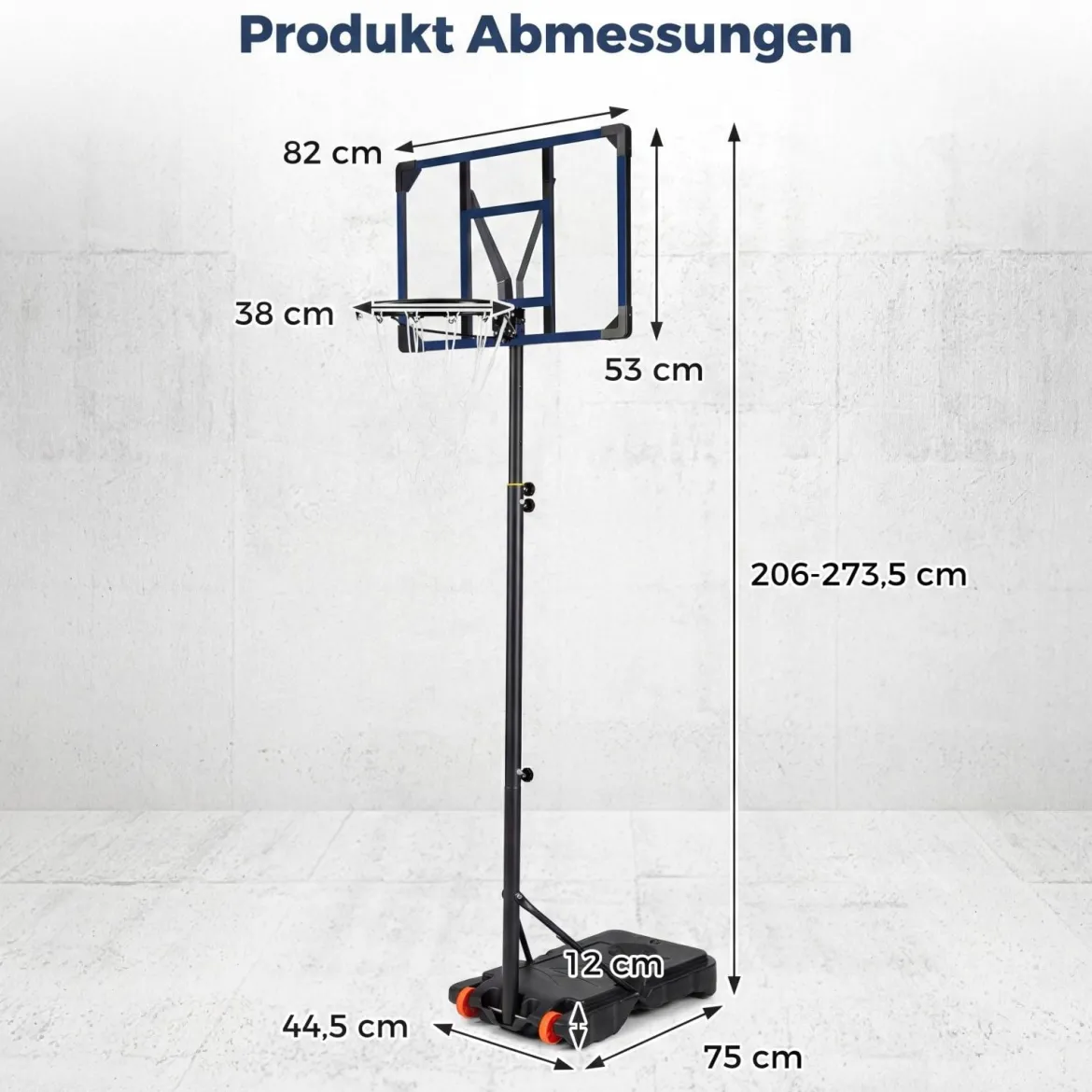 Höhenverstellbarer Basketballständer Outdoor Basketballkorb mit Rollen & Ständer Basketballanlage