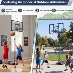 Höhenverstellbarer Basketballständer Outdoor Basketballkorb mit Rollen & Ständer Basketballanlage