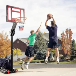 Höhenverstellbarer Basketballständer Basketballkorb mit Rollen 105-260 cm Schwarz