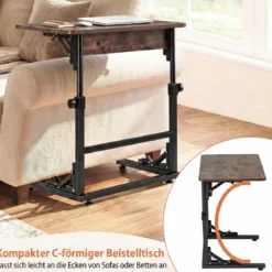 Höhenverstellbarer Betttisch Klappbarer Pflegetisch C-Form Laptoptisch Beistelltisch