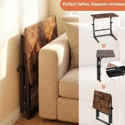 Höhenverstellbarer Betttisch Klappbarer Pflegetisch C-Form Laptoptisch Beistelltisch