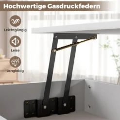 Höhenverstellbarer Couchtisch mit Anhebbarer Tischplatte & 2 Schubladen Sofatisch Kafeetisch