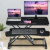 Höhenverstellbarerer Sitz-Steh-Schreibtisch Bildschirmständer Stehpult 80 x 64 x 11-50,5 cm Schwarz