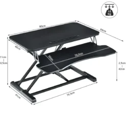 Höhenverstellbarerer Sitz-Steh-Schreibtisch Bildschirmständer Stehpult 80 x 64 x 11-50,5 cm Schwarz