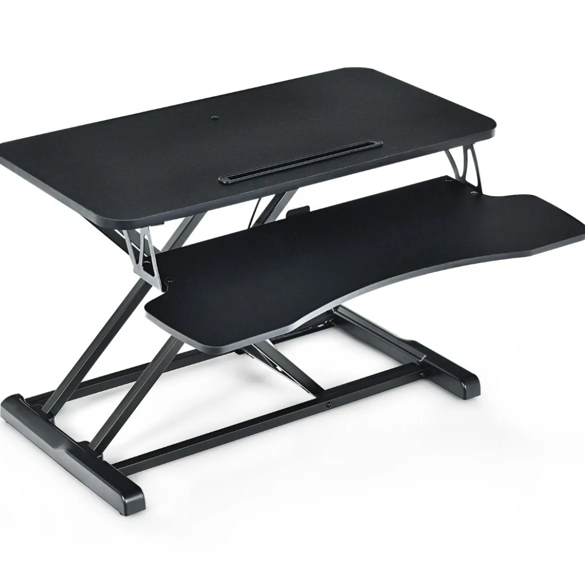 Höhenverstellbarerer Sitz-Steh-Schreibtisch Bildschirmständer Stehpult 80 x 64 x 11-50,5 cm Schwarz
