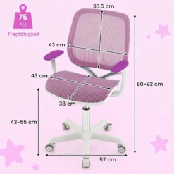 Höhenverstellbarer Kinderdrehstuhl mit Sitzbremse Ergonomischer Schreibtischstuhl Bürostuhl