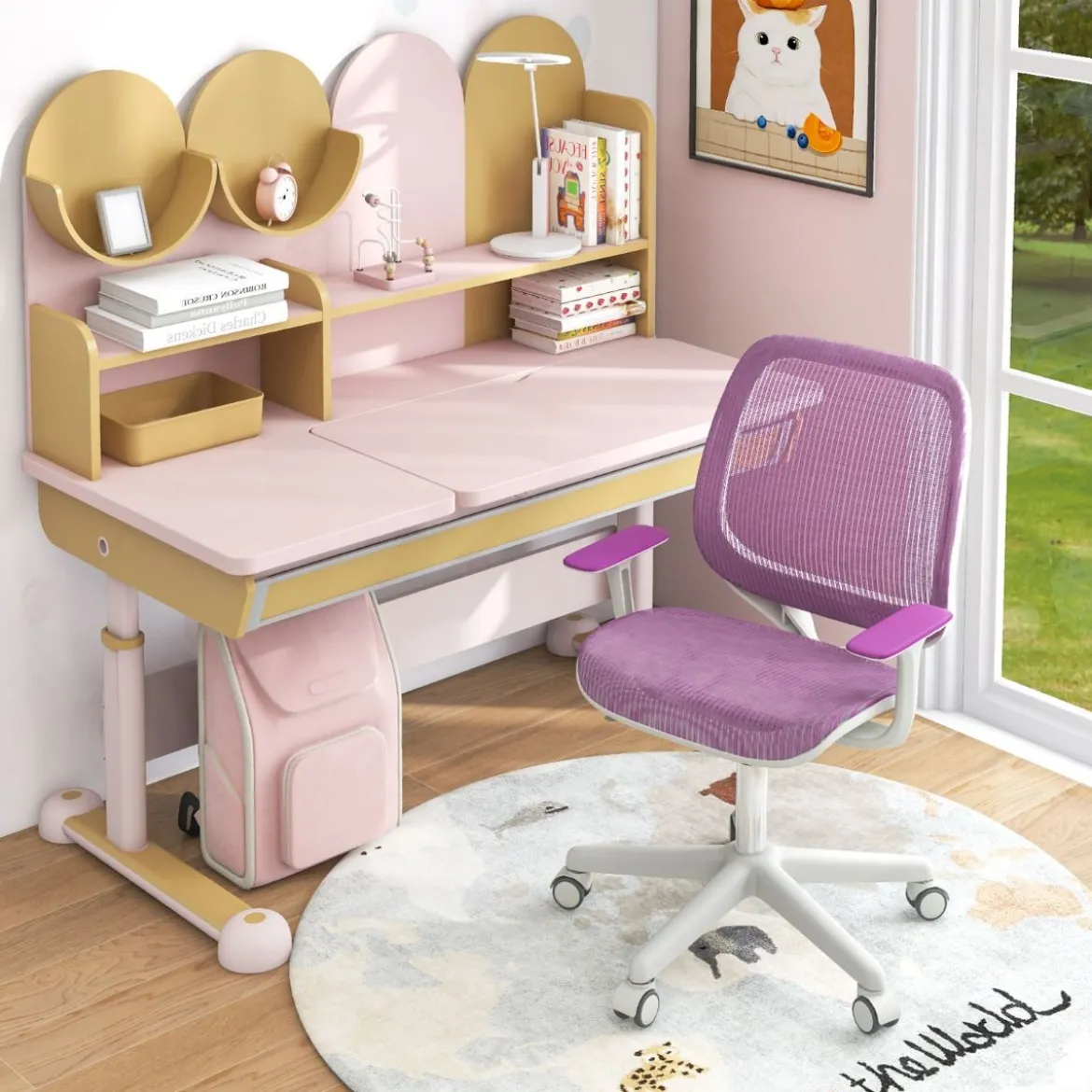 Höhenverstellbarer Kinderdrehstuhl mit Sitzbremse Ergonomischer Schreibtischstuhl Bürostuhl