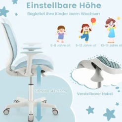 Höhenverstellbarer Kinderdrehstuhl mit Sitzbremse Ergonomischer Schreibtischstuhl Bürostuhl