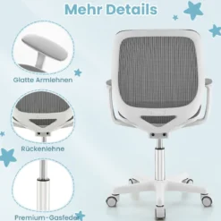 Höhenverstellbarer Kinderdrehstuhl mit Sitzbremse Ergonomischer Schreibtischstuhl Bürostuhl