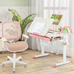 Höhenverstellbarer Kinderschreibtisch + Kinderdrehstuhl Set Schreibtisch Schreibtischstuhl