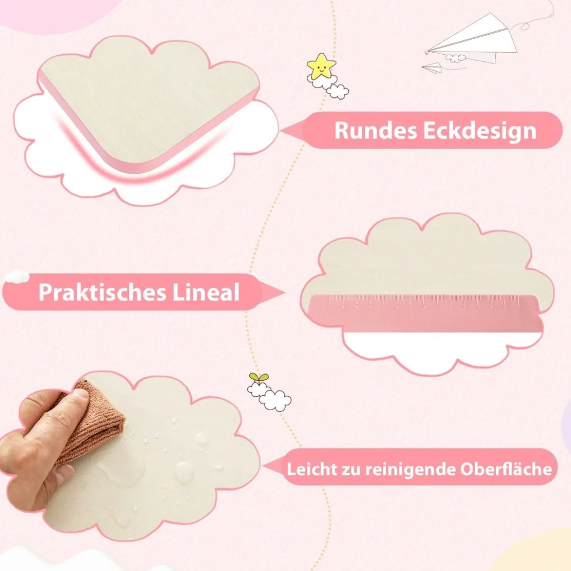 Höhenverstellbarer Kinderschreibtisch mit Neigbarer Tischplatte & Regalen & Schublade Studiertisch