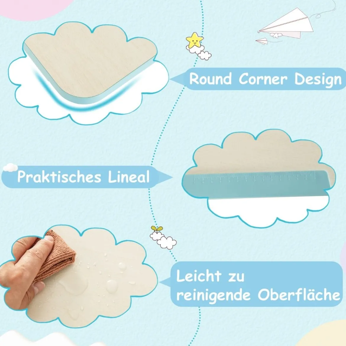 Höhenverstellbarer Kinderschreibtisch mit Neigbarer Tischplatte & Regalen & Schublade Studiertisch
