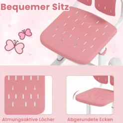 Höhenverstellbarer Kinderstuhl Kinder-Schreibtischstuhl Kinder-Studienstuhl mit Doppel-Rückenstütze Blau/Grau/Rosa