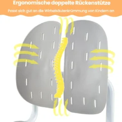 Höhenverstellbarer Kinderstuhl Kinder-Schreibtischstuhl Kinder-Studienstuhl mit Doppel-Rückenstütze Blau/Grau/Rosa