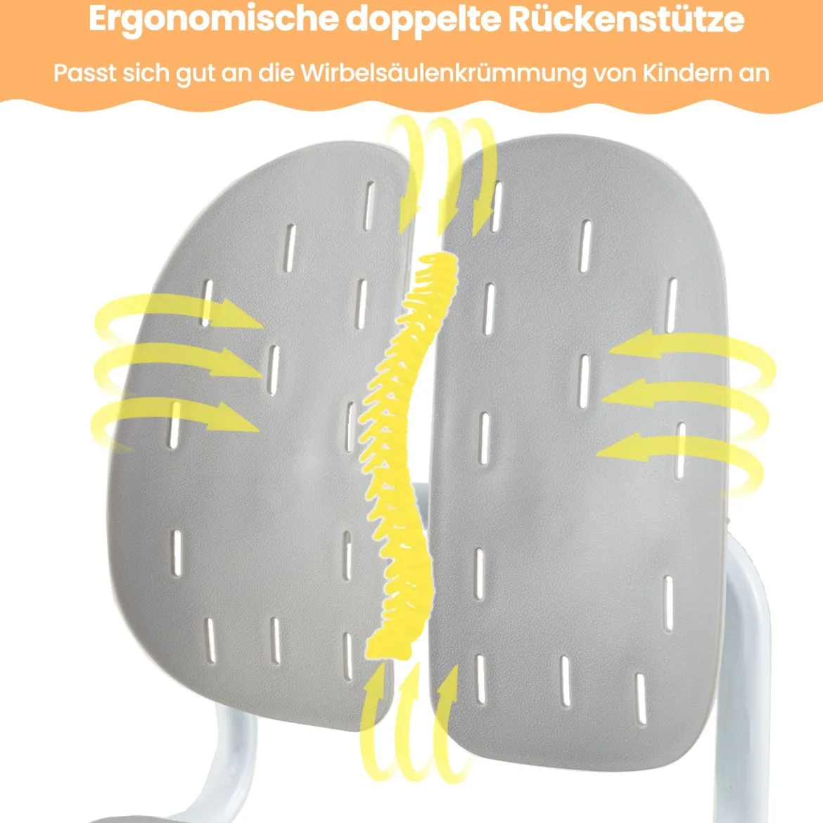 Höhenverstellbarer Kinderstuhl Kinder-Schreibtischstuhl Kinder-Studienstuhl mit Doppel-Rückenstütze Blau/Grau/Rosa