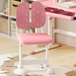 Höhenverstellbarer Kinderstuhl Kinder-Schreibtischstuhl Kinder-Studienstuhl mit Doppel-Rückenstütze Blau/Grau/Rosa