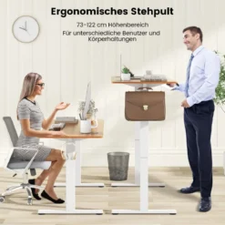 Höhenverstellbarer Schreibtisch 140 x 60 cm elektrischer Stehschreibtisch Natur