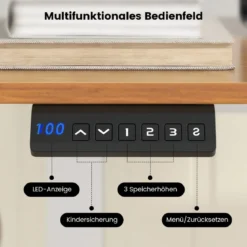 Höhenverstellbarer Schreibtisch 140 x 60 cm elektrischer Stehschreibtisch Natur