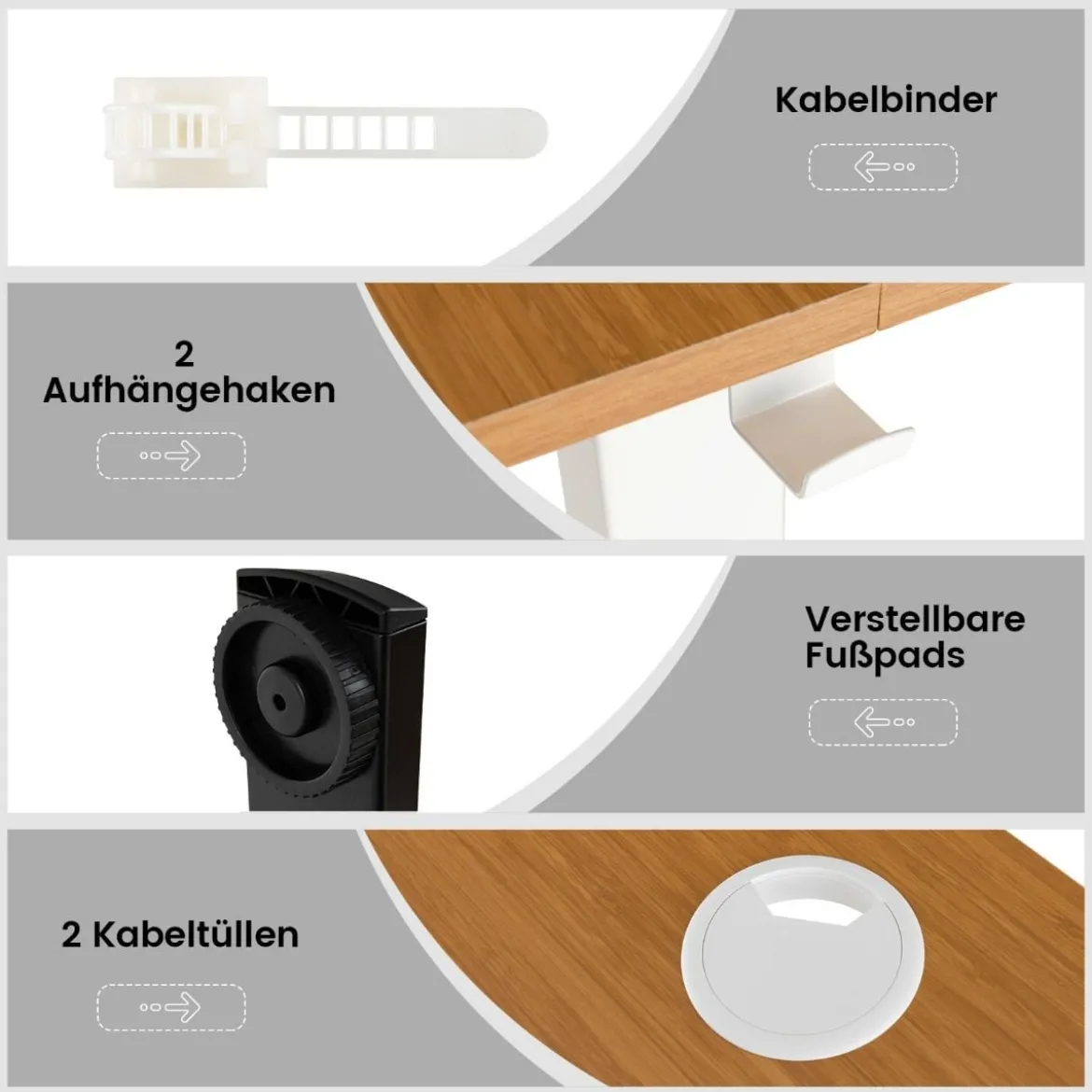 Höhenverstellbarer Schreibtisch 140 x 60 cm elektrischer Stehschreibtisch Natur