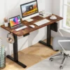 Höhenverstellbarer Schreibtisch 120 x 60 cm elektrischer Stehschreibtisch Rustikales Braun + Schwarz