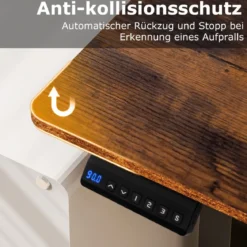 Höhenverstellbarer Schreibtisch 120 x 60 cm elektrischer Stehschreibtisch Rustikales Braun + Schwarz