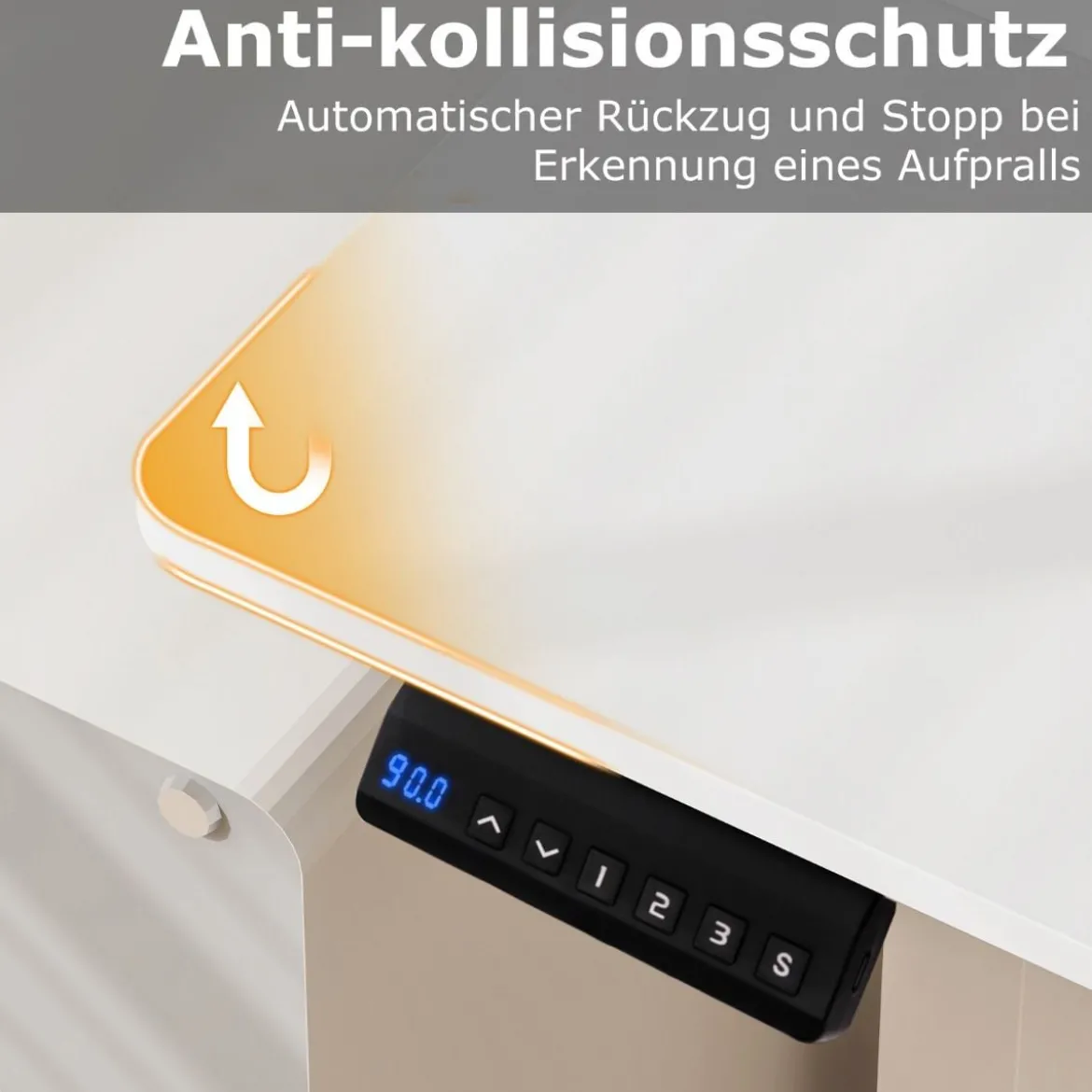 Höhenverstellbarer Schreibtisch 120 x 60 cm elektrischer Stehschreibtisch Rustikales Weiß
