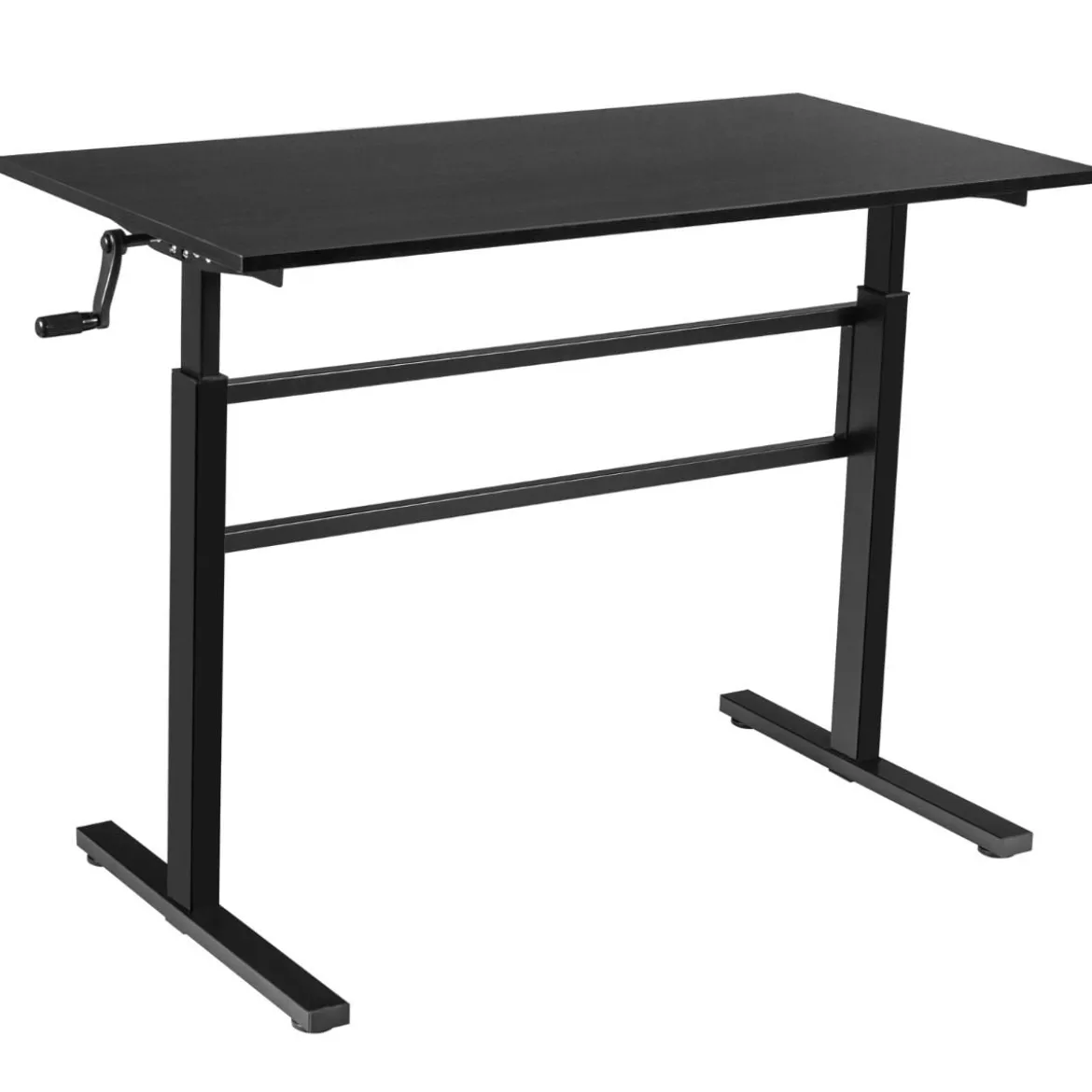 Höhenverstellbarer Stehtisch Sitz-Steh-Schreibtisch mit Kurbelgriff 120 x 60 x 75-113 Schwarz