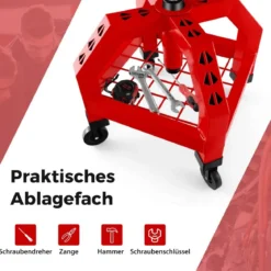 Höhenverstellbarer Werkstatthocker 150 kg Tragkraft mit Werkzeugablage Werkstattstuhl