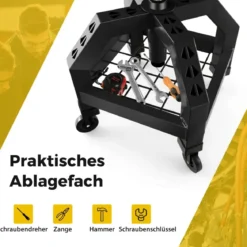 Höhenverstellbarer Werkstatthocker 150 kg Tragkraft mit Werkzeugablage Werkstattstuhl