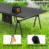Höhenverstellbares Feldbett Campingbett mit Beinerweiterungen & Seitentasche & Netztasche