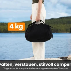 Höhenverstellbares Feldbett Campingbett mit Beinerweiterungen & Seitentasche & Netztasche